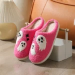 chaussons Halloween femme motifs fantôme rose