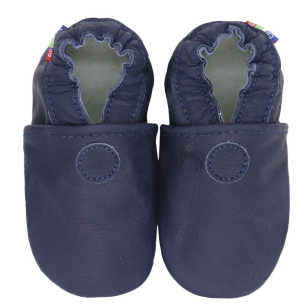 Chaussons bébé en cuir bleu marine pour garçon