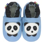 Chaussons en cuir Panda bleu ciel