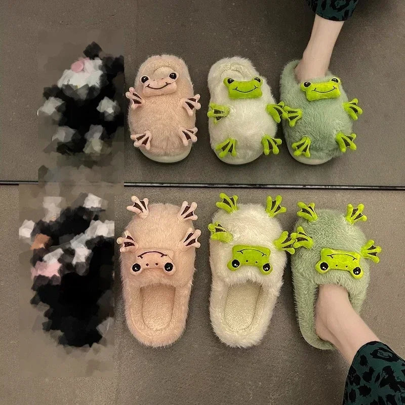 Chaussons doux à motif de grenouille verte