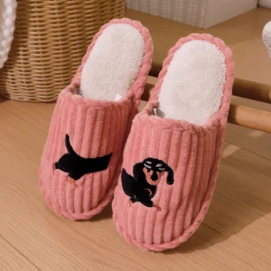 Chaussons Teckel Côtelés Femme confort