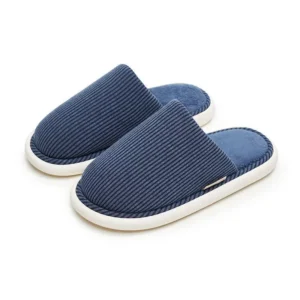 Chausson hôtel coton doux rembourrés bleu marine