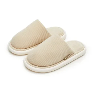 Chausson hôtel coton doux rembourrés Beige