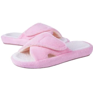 Chaussons à scratch femme – Rose cocooning version cocooning