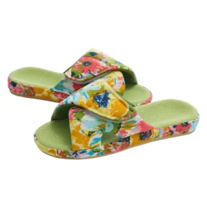Chaussons à scratch femme – Fleuris confort