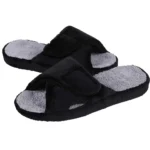 Chaussons à scratch femme – Noir pratique version douceur