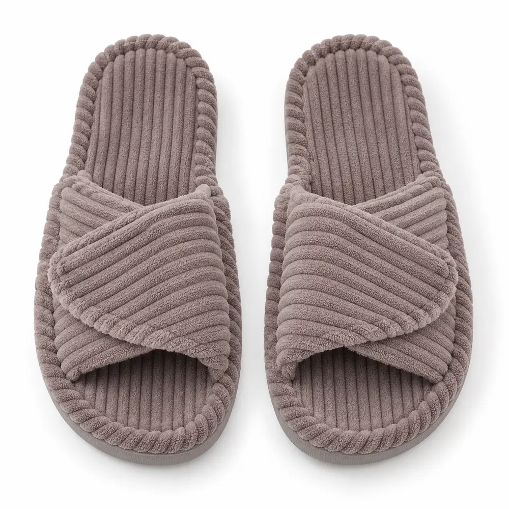 chaussons-scratch-femme-marron-vue-dessus