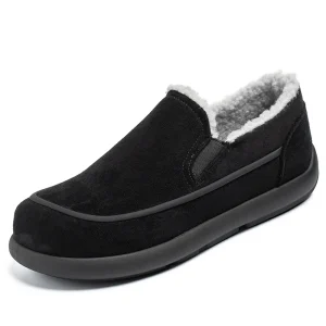 Chaussons homme fourrés bleu marine classiques
