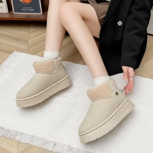 Bottines chaussons femme tricot cosy couleur beige