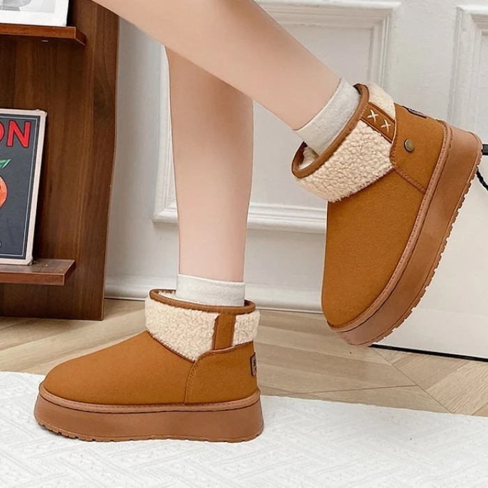 Bottines chaussons femme tricot cosy couleur marron chic