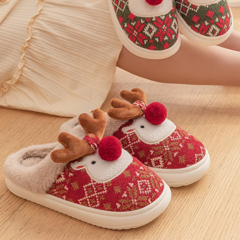 Chausson Renne de Noël Couple – Peluche – Image 3