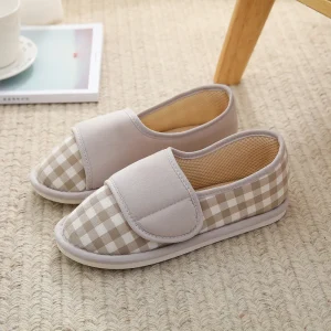 Chausson Fermé Femme à Scratch – Vichy Beige