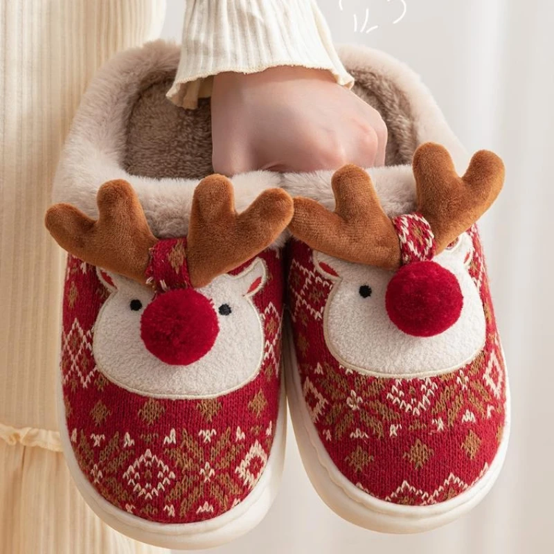 Chausson Renne de Noël Couple – Peluche