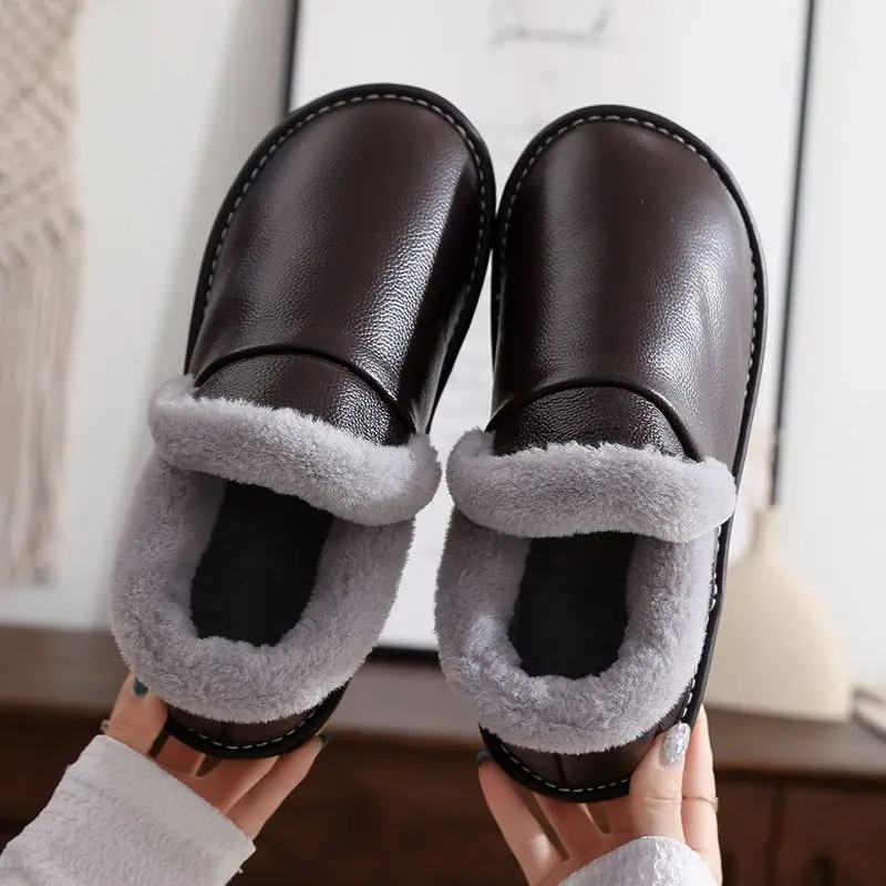 Bottine chausson homme cuir souple marron