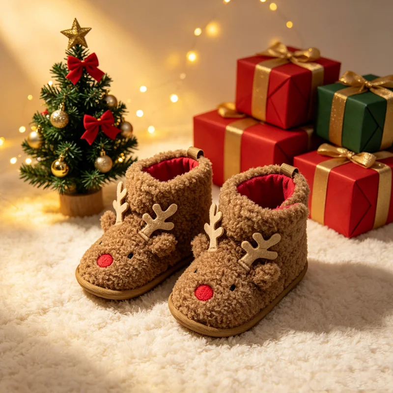 Chausson Renne de Noël Bébé – Bottine Fourrée