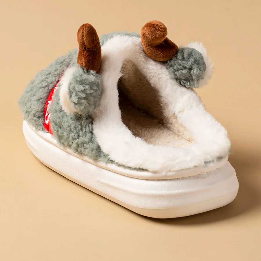 Chausson Renne de Noël Couple – Semelle Épaisse – Image 5