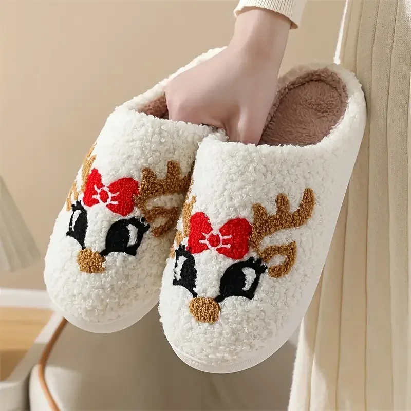 Chausson Renne de Noël Adulte – Rouge – Image 4