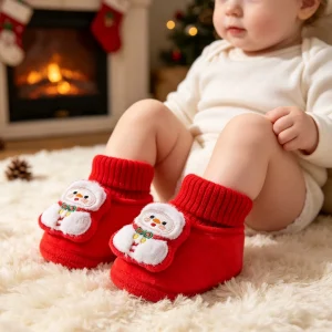 Chausson de Noël Bébé – Motifs Tricotés