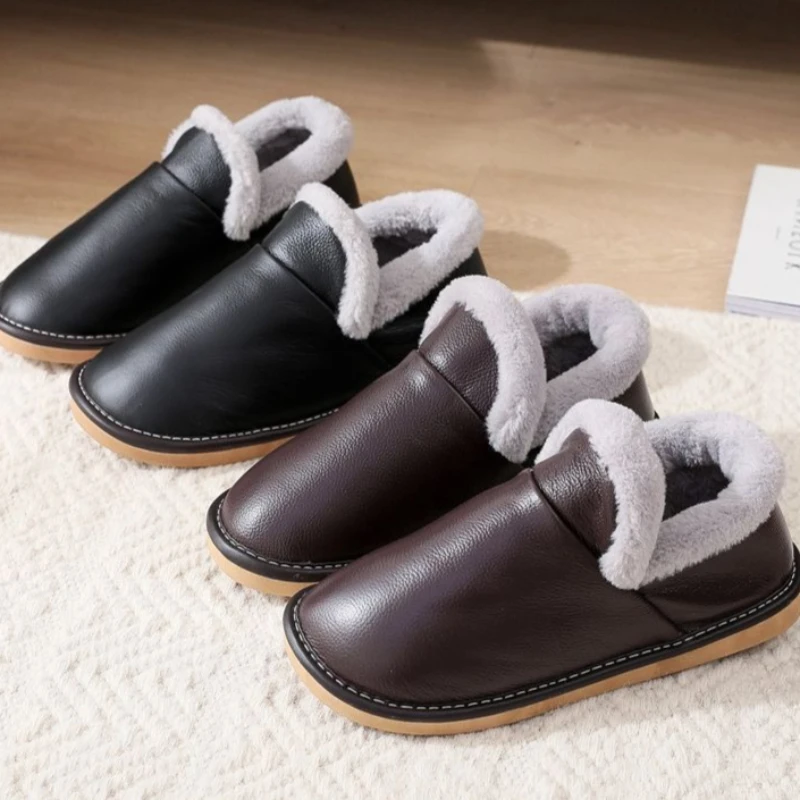 Bottine chausson homme cuir souple en deux couleurs