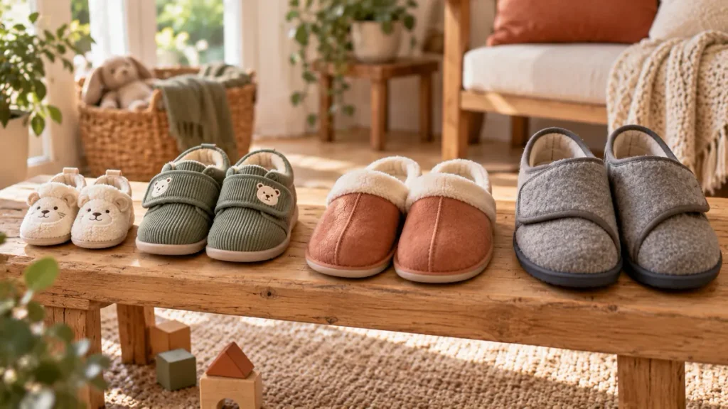 Comparatif des chaussons recommandés pour un bébé, un enfant, un adulte et une personne âgée.